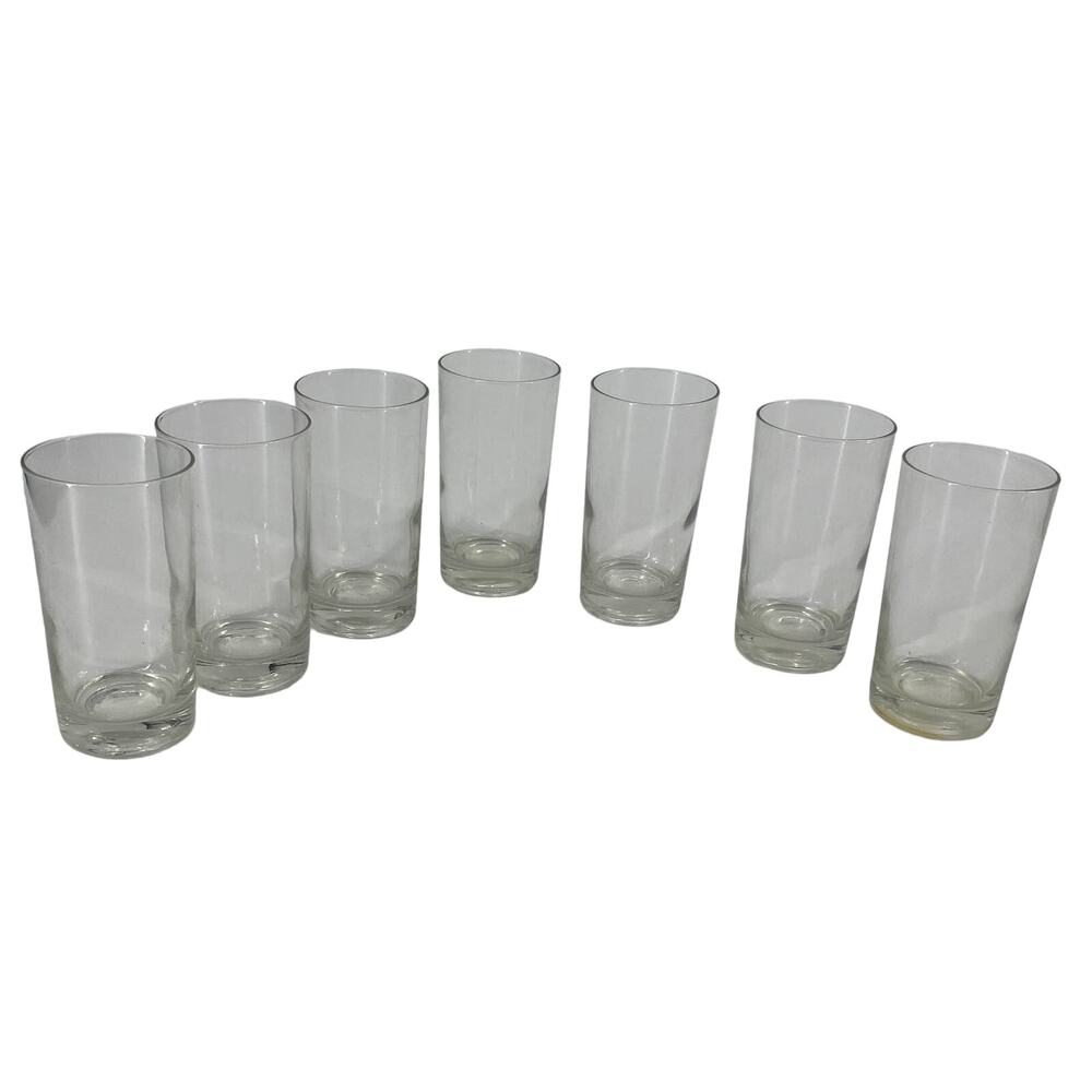Set 7- 1960s Federal Glass Clear 8oz Flat Tumblers Glasses Mid-Century Beverage
